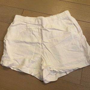 Abercrombie & Fitch White Linen-Blend Pull-On Short